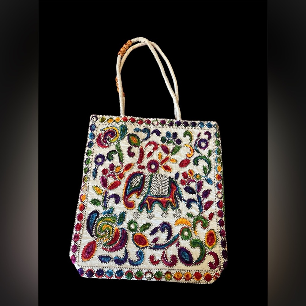 Embroidered Multicolor Tote Bag